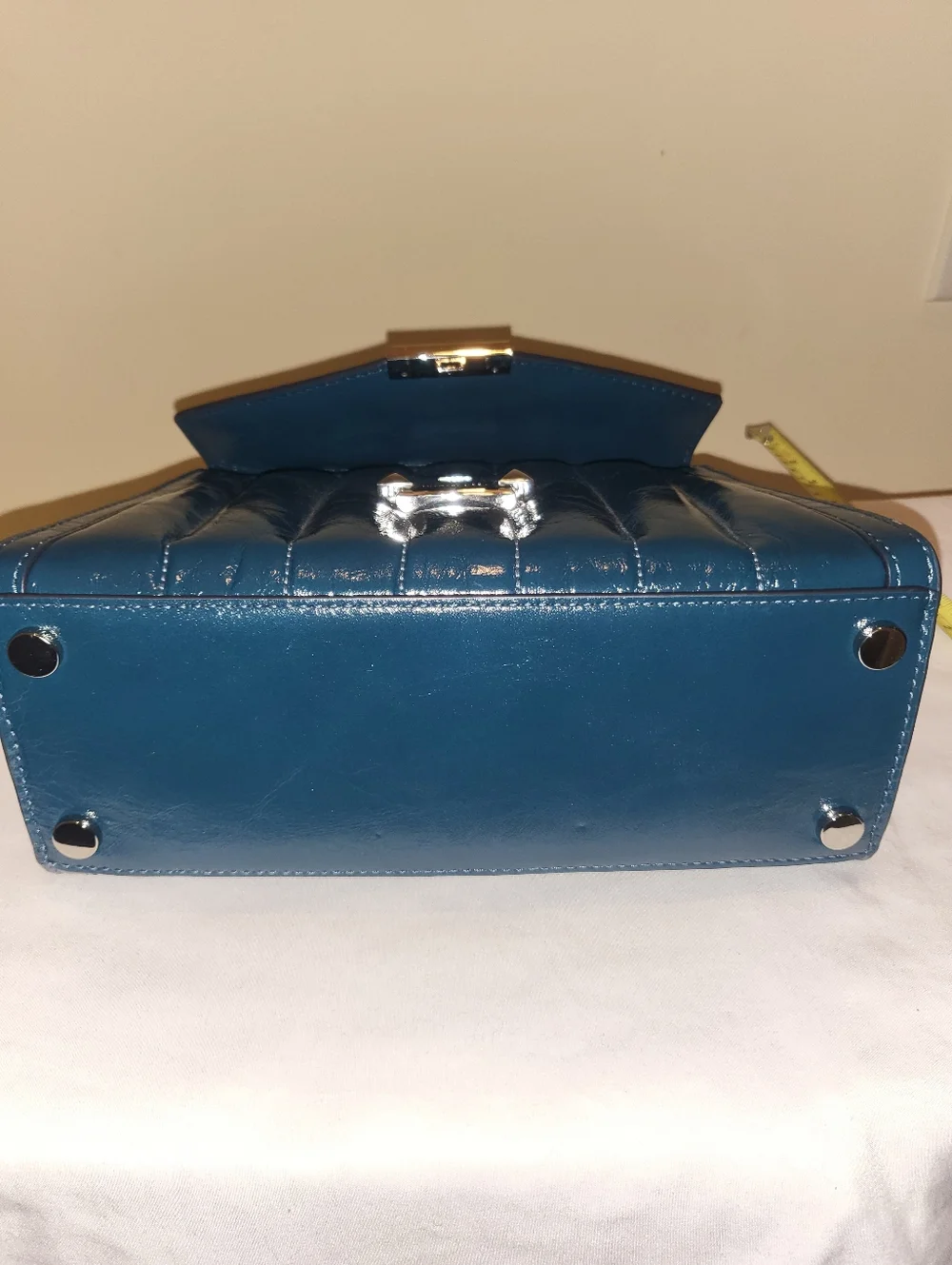 Michael Kors Blue Quilted Patent Top-Handle Satchel NWT - Picture 7 of 8